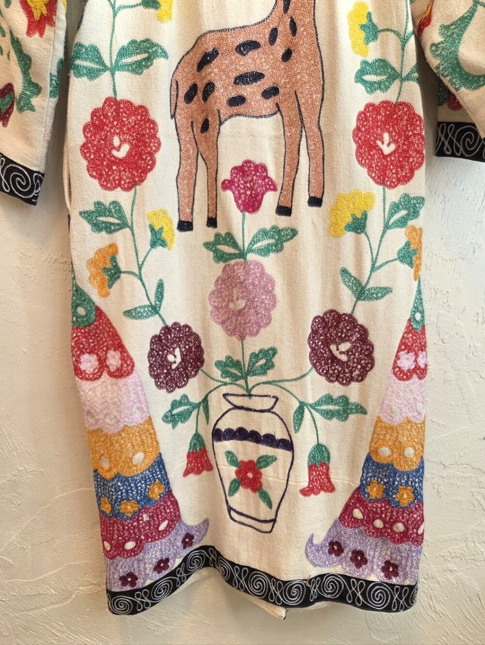 Vintage 1970s Suzani Embroidered Duster XS-M - Picture 14 of 16